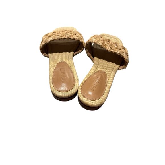 Schutz Womens Ayla Tan Woven Square Toe Slide Sandals Shoes size 7 - Picture 7 of 12